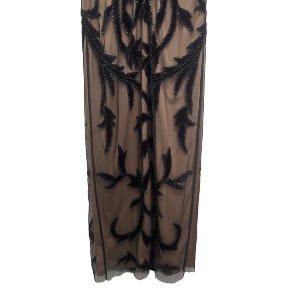Adrianna Papell Black Beaded Overlay Sleeveless Formal Gown - Picture 7 of 10